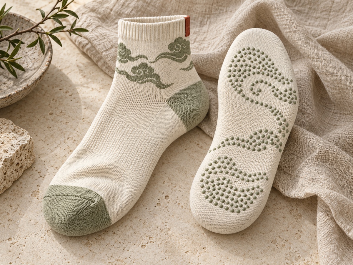 Design concept: studio socks · cloud-pattern grip study in the Cloud Step collection