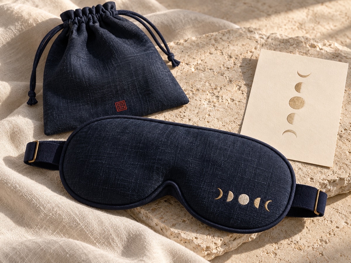 Design concept: eye mask · pouch · moon card in the Moon Rest collection
